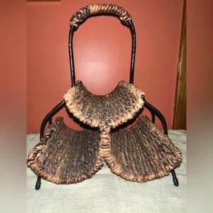 Rustic Woven Basket Stand 3 Wine Bottle Rack Rattan Wicker Made With Handle‎